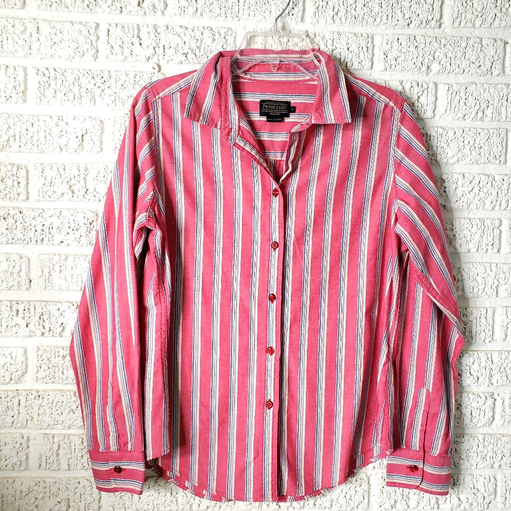 Pendleton Red Multi Stripe Button Down - image 1